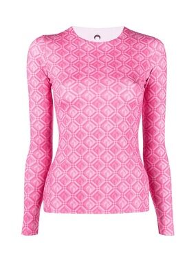 Marine Serre Pink Geometric Long Sleeve Top